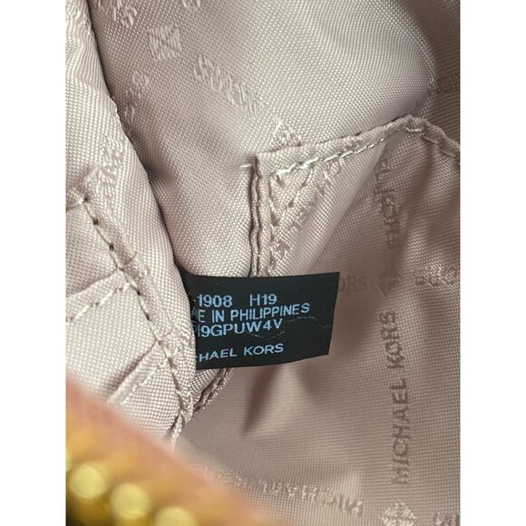 Michael Kors Aspen Ski Print Brown Logo XL Jet Set Clutch Wristlet NEW - Picture 10 of 12